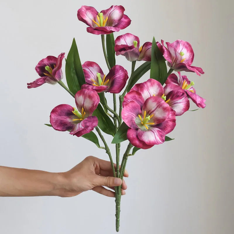 Tulipa em Seda Ramo 9 Cabeças