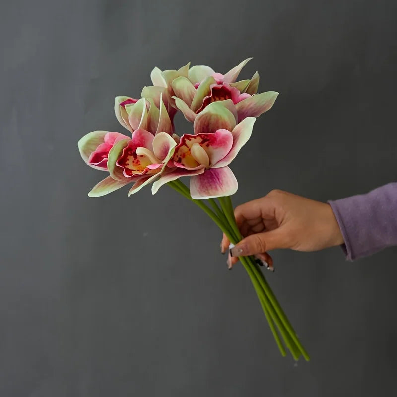 Orquídea em Seda Buquê 6 Unidades