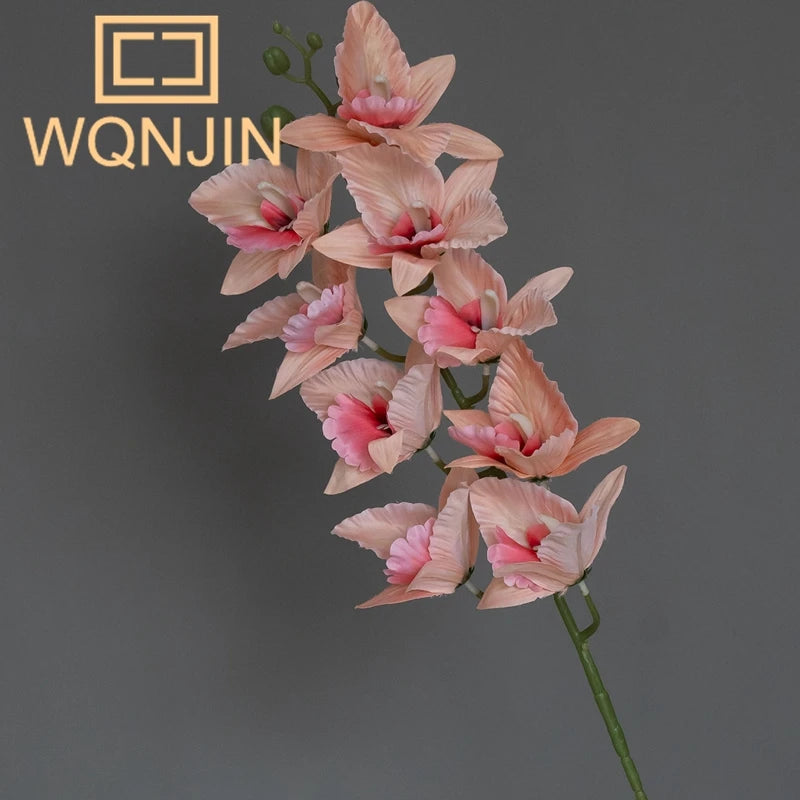 1PC Orquídea Borboleta Simulada de Luxo Leve com 9 Hastes, Decoração Floral Artificial para Sala de Estar e Mesa de Jantar, Arte Floral para Casa