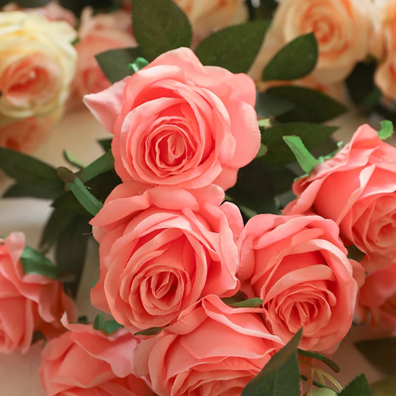 Rosa Peônia Buquê em Seda