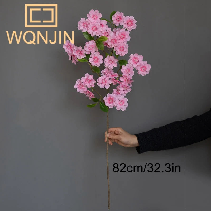 1PC Buquê de Casamento de Flores de Cerejeira Simuladas de Luxo Leve, Decoração Grande de Chão para Interiores de Sala de Estar