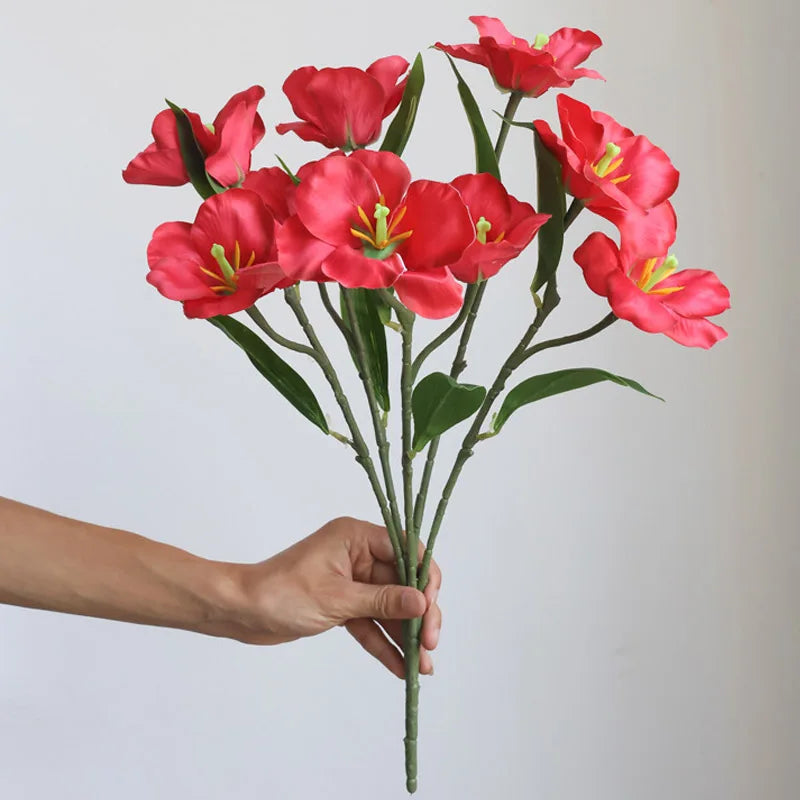 Tulipa em Seda Ramo 9 Cabeças
