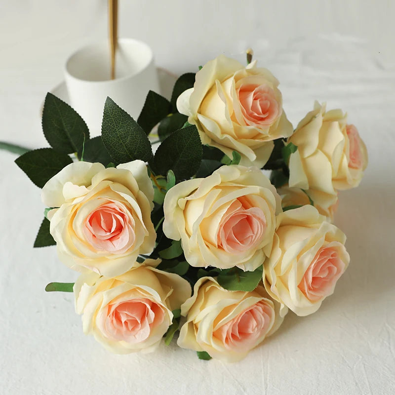 Rosa Peônia Buquê em Seda