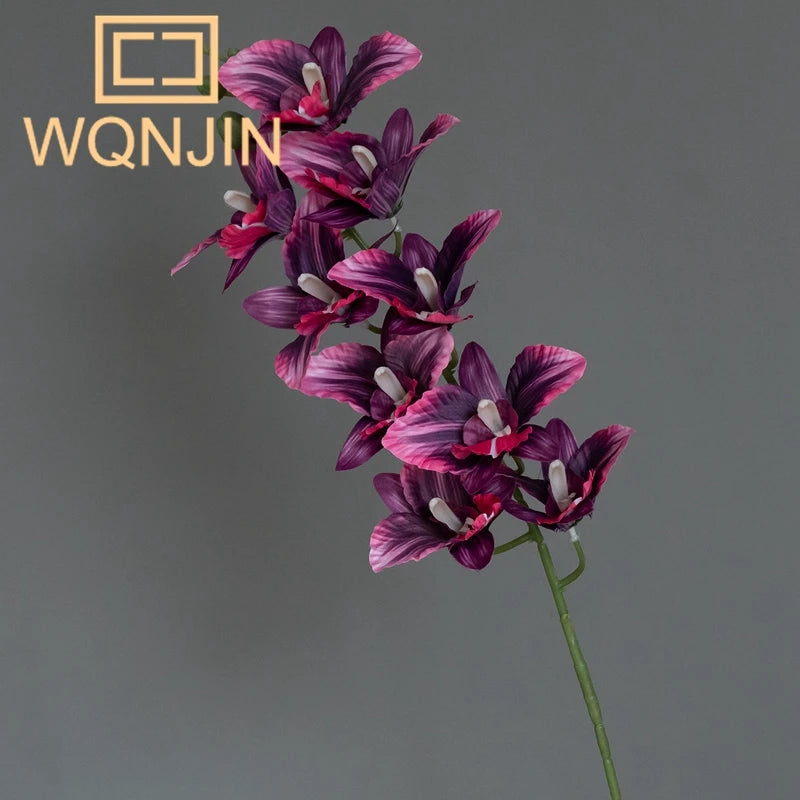 1PC Orquídea Borboleta Simulada de Luxo Leve com 9 Hastes, Decoração Floral Artificial para Sala de Estar e Mesa de Jantar, Arte Floral para Casa