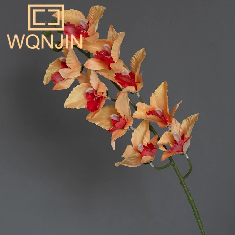 1PC Orquídea Borboleta Simulada de Luxo Leve com 9 Hastes, Decoração Floral Artificial para Sala de Estar e Mesa de Jantar, Arte Floral para Casa