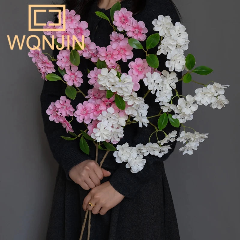1PC Buquê de Casamento de Flores de Cerejeira Simuladas de Luxo Leve, Decoração Grande de Chão para Interiores de Sala de Estar