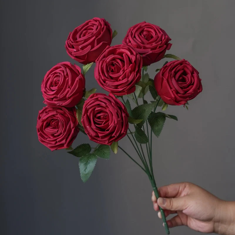 Rosa Imperial Colombiana em Seda Buquê 7 Unidades