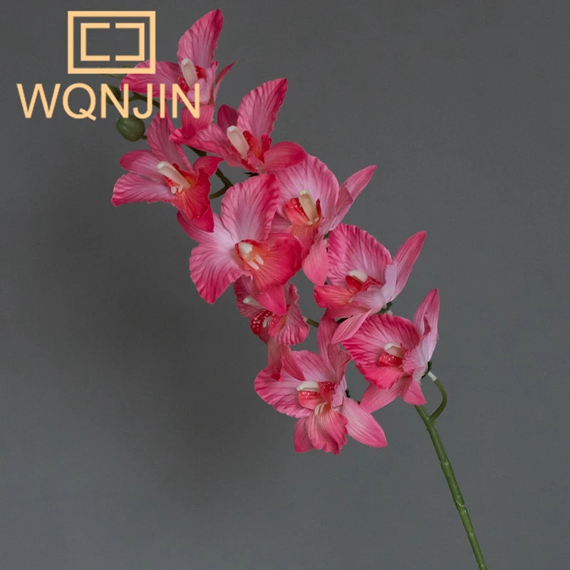 1PC Orquídea Borboleta Simulada de Luxo Leve com 9 Hastes, Decoração Floral Artificial para Sala de Estar e Mesa de Jantar, Arte Floral para Casa