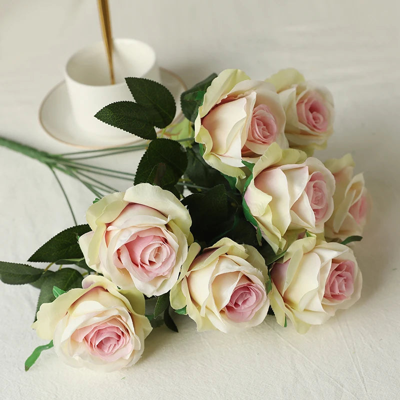 Rosa Peônia Buquê em Seda