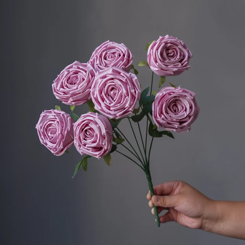 Rosa Imperial Colombiana em Seda Buquê 7 Unidades