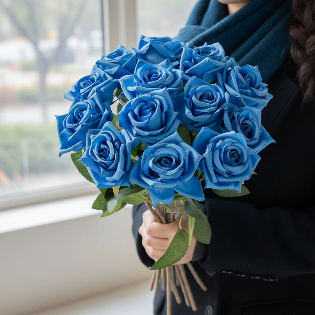 Rosa em Seda Buquê Arranjo de 5 Unidades