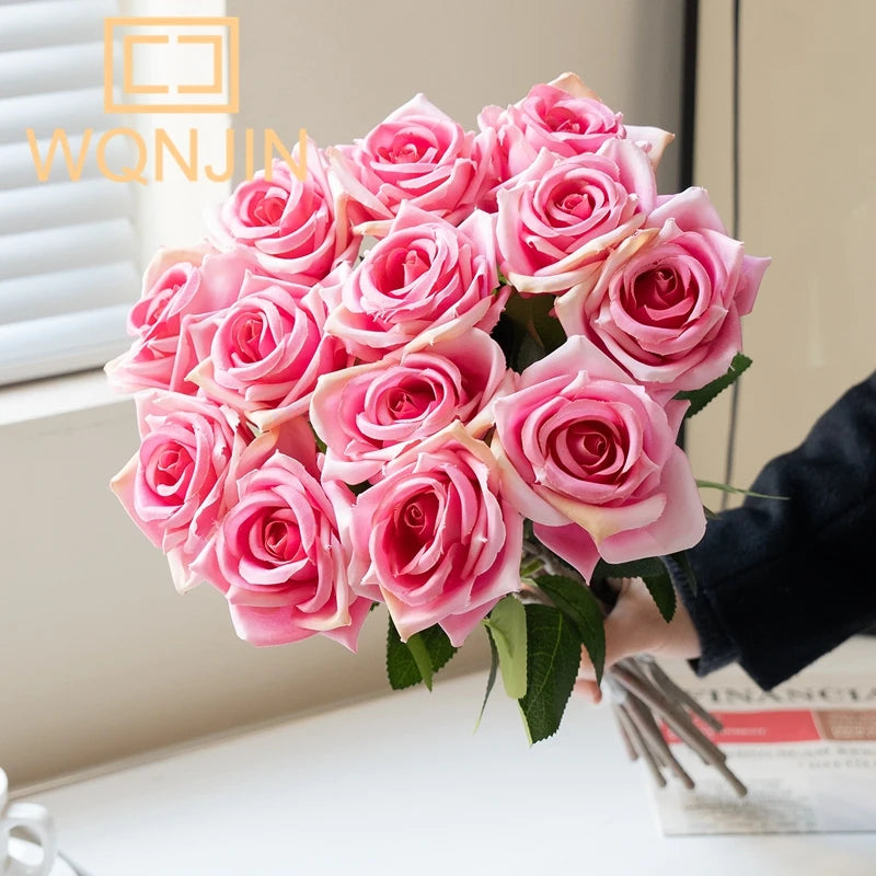 Rosa em Seda Buquê Arranjo de 5 Unidades