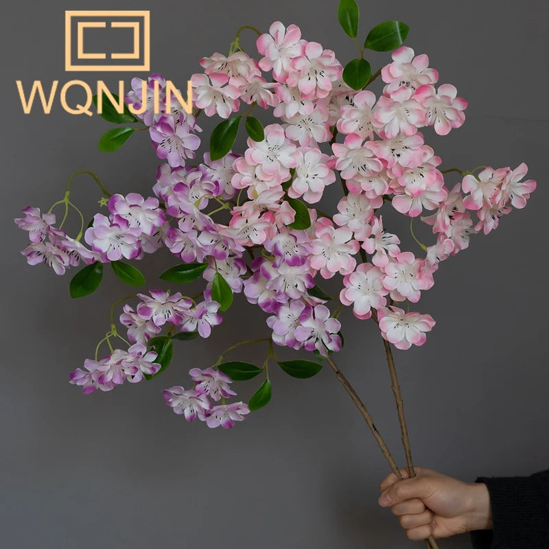 1PC Buquê de Casamento de Flores de Cerejeira Simuladas de Luxo Leve, Decoração Grande de Chão para Interiores de Sala de Estar
