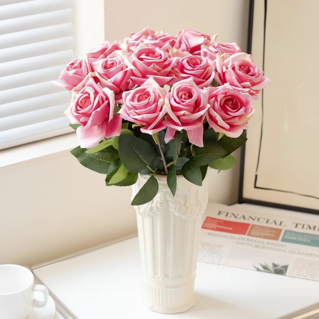 Rosa em Seda Buquê Arranjo de 5 Unidades