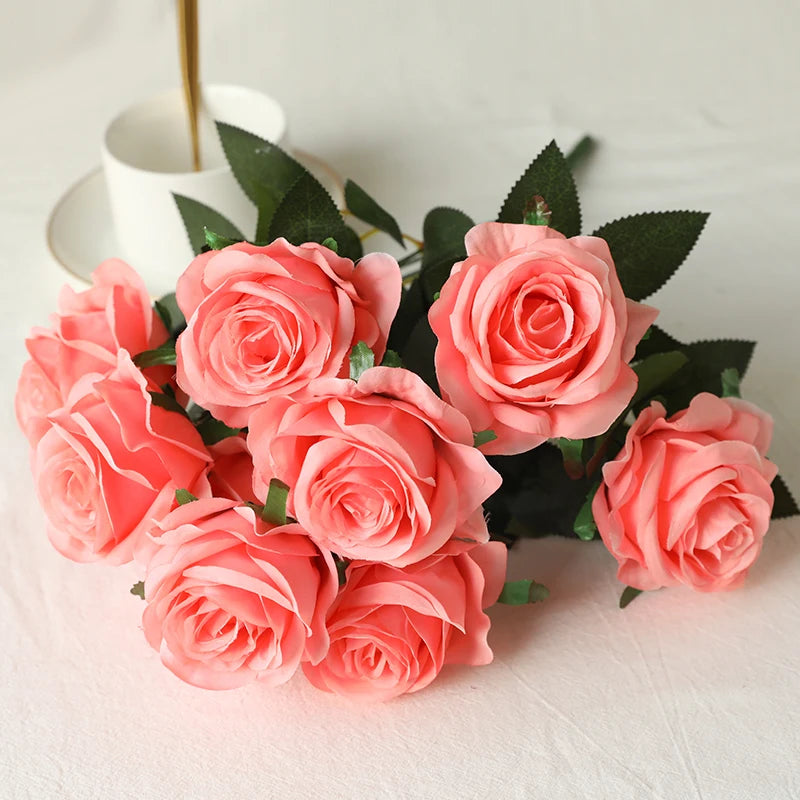 Rosa Peônia Buquê em Seda