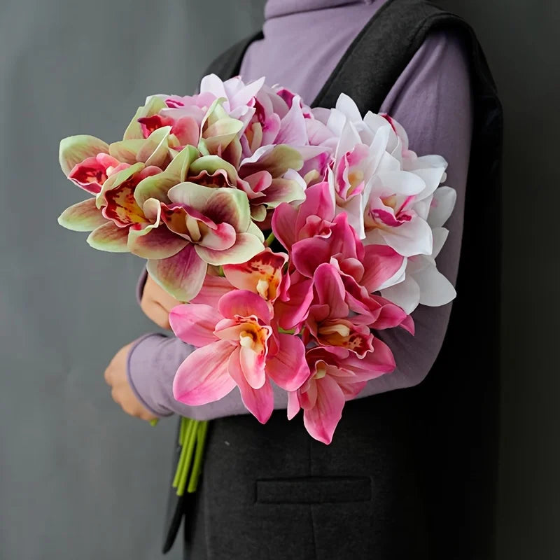 Orquídea em Seda Buquê 6 Unidades