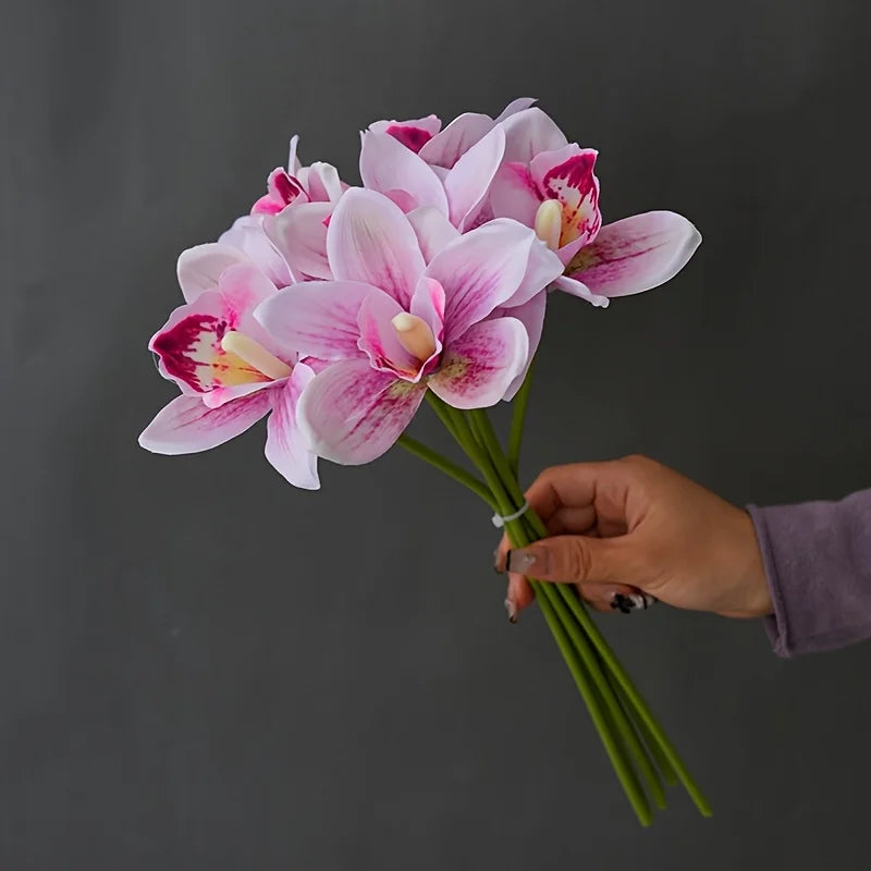 Orquídea em Seda Buquê 6 Unidades