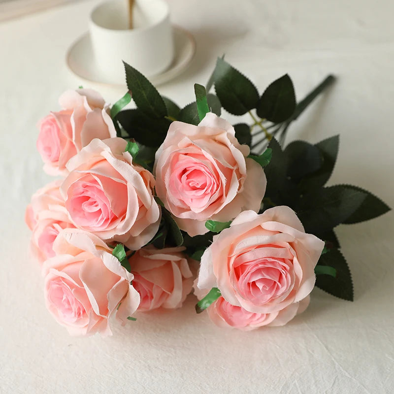 Rosa Peônia Buquê em Seda