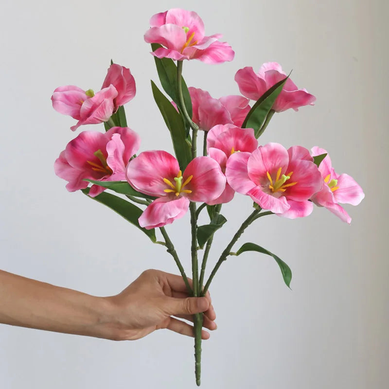 Tulipa em Seda Ramo 9 Cabeças