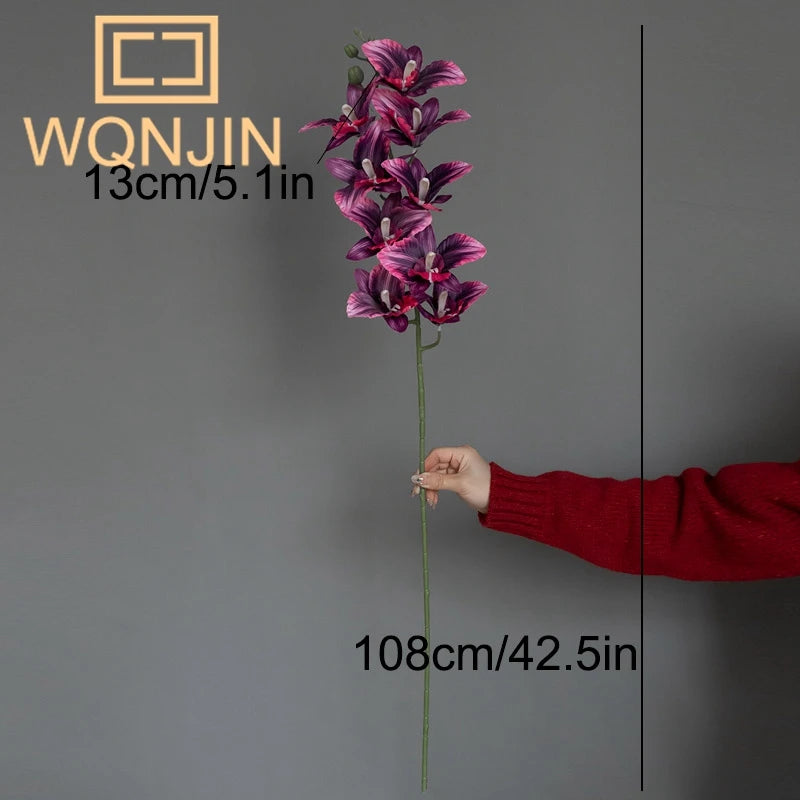 1PC Orquídea Borboleta Simulada de Luxo Leve com 9 Hastes, Decoração Floral Artificial para Sala de Estar e Mesa de Jantar, Arte Floral para Casa