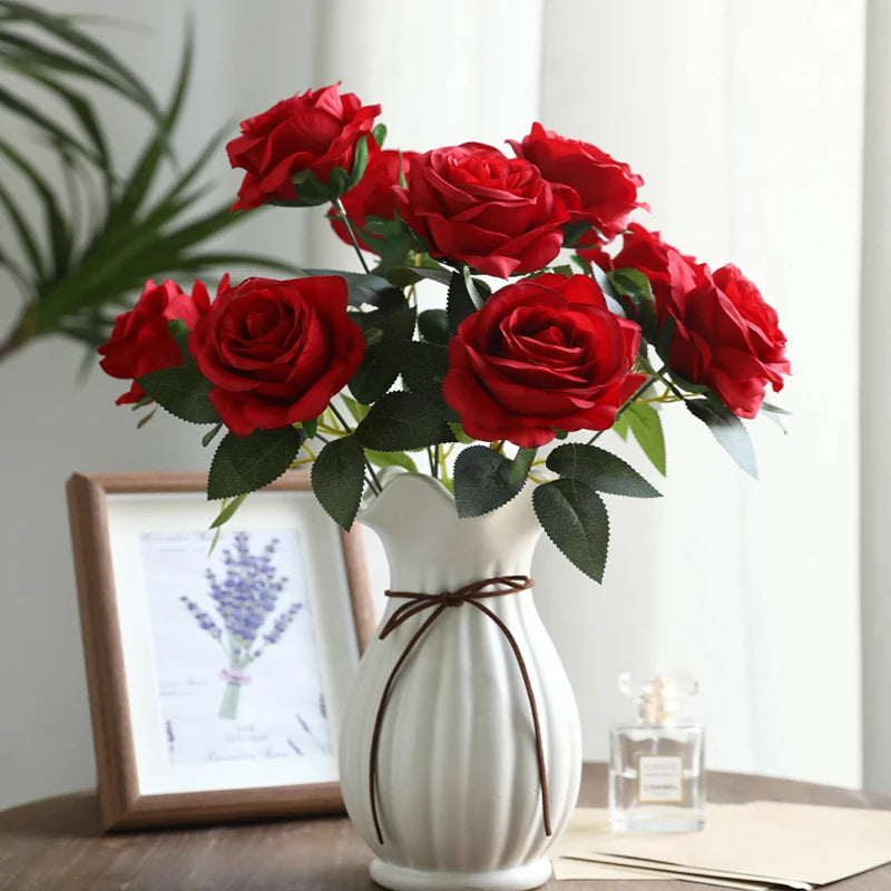 Rosa Peônia Buquê em Seda